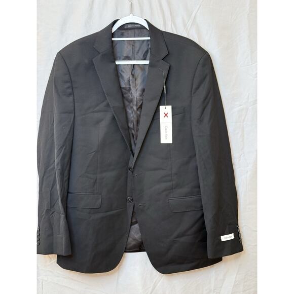 100% wool CALVIN KLEIN MEN'S REFINED Regular FIT STRETCH BLACK BEAUTY 44x37W - Picture 5 of 9